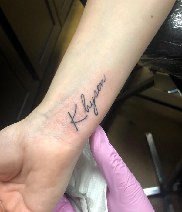 Name Tattoo on the Wrist