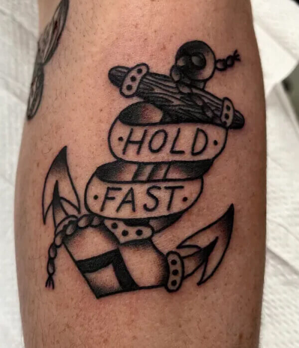 7. Anchor Name Tattoo