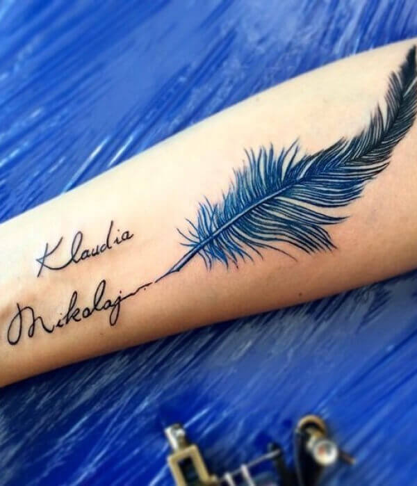 8. Feather Name Tattoo