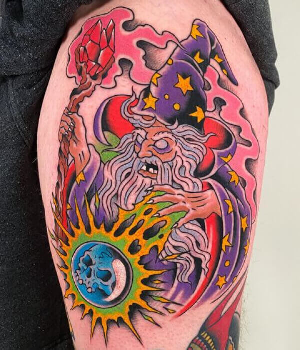 AnimeStyle Wizard Tattoo - Trending Tattoo Anime-Style Wizard Tattoo