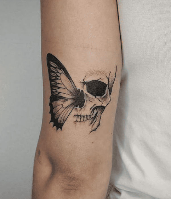 Butterfly Tattoo with Death Elements - Trending Tattoo Butterfly Tattoo with Death Elements