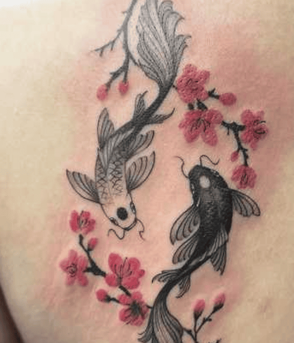Cherry Blossoms with Death Elements tattoo - Trending Tattoo Cherry Blossoms with Death Elements