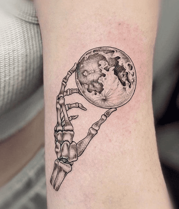 Moon Skeleton Hand Tattoo - Trending Tattoo Moon & Skeleton Hand Tattoo