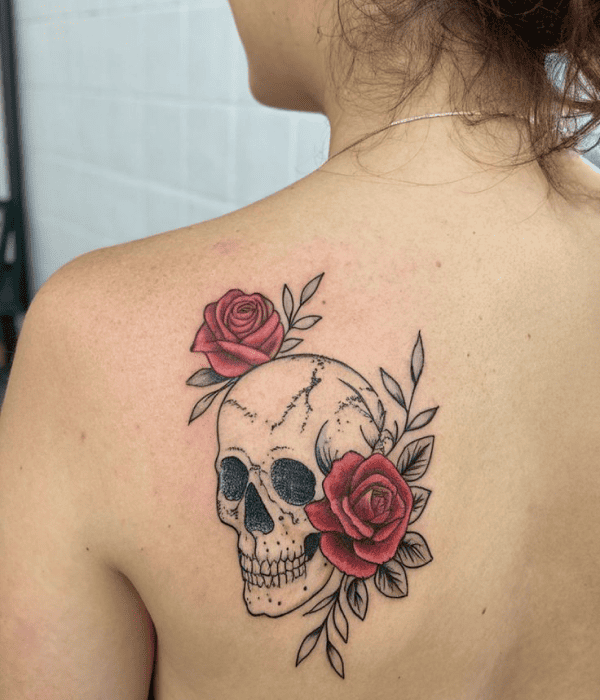 Skull with Flower Tattoo - Trending Tattoo Skull-with-Flower-Tattoo